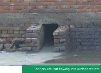 Tannery effluent flowing into surface waters