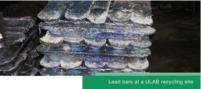lead bars at a ULAB recycling site