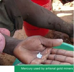 Mercury used by artisanal gold miners