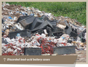 Discarded lead-acid battery cases